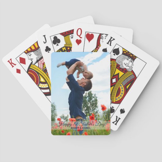 Happy First Father's Day Custom Photo Pokerkaarten (Achterkant)