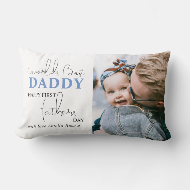 Happy First Fathers Day | Foto Lumbar Pillow Kussen (Voorkant)