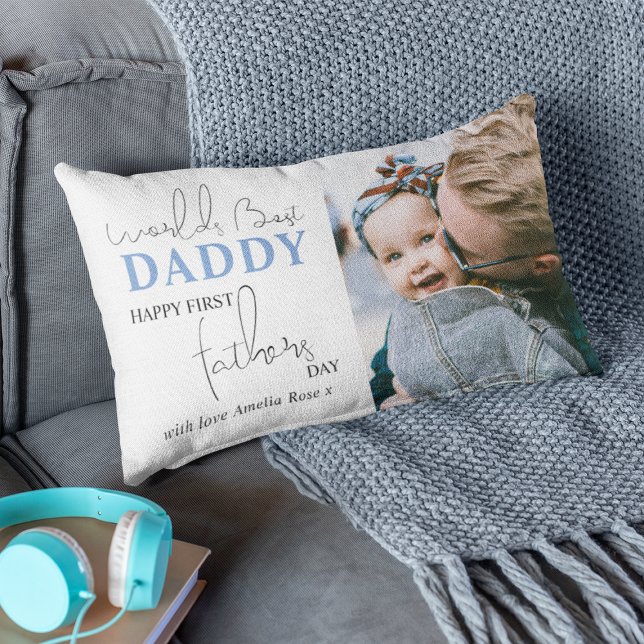 Happy First Fathers Day | Foto Lumbar Pillow Kussen (Creator heeft geüpload)