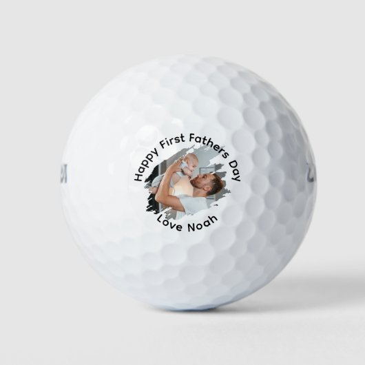 Happy First Fathers Day Gepersonaliseerde foto Golfballen (Voorkant)