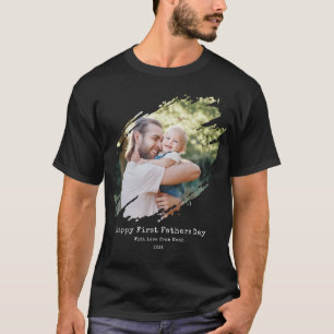 Happy First Fathers Day Gepersonaliseerde foto T-shirt