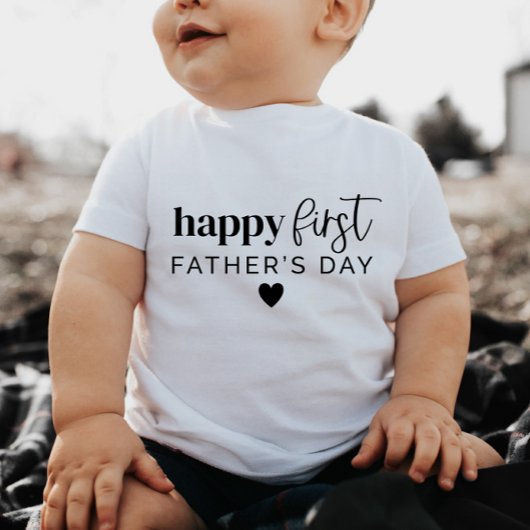 Happy First Fathers Day Heart - Baby T-shirt