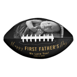 Happy First Father's Day Modern Photo Black Name American Football