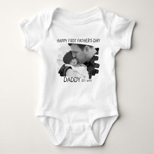 Happy First Fathers Day Nieuwe vader en Baby Foto Romper (Voorkant)