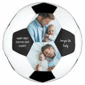 Happy First Fathers Day Papa 2 Foto gepersonalisee Voetbal (Voorkant)