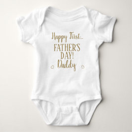 Happy First Fathers Day Papa Typografie Gold Romper