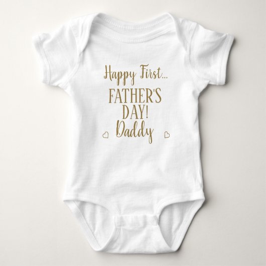 Happy First Fathers Day Papa Typografie Gold Romper (Voorkant)