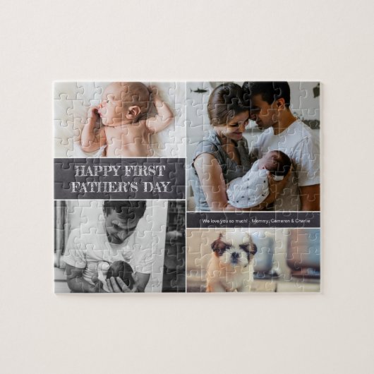 Happy First Father's Day Photo Collage Family Legpuzzel (Horizontaal)