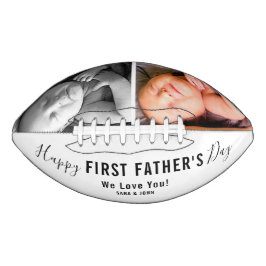 Happy First Father's Day White 2 Photos Name American Football