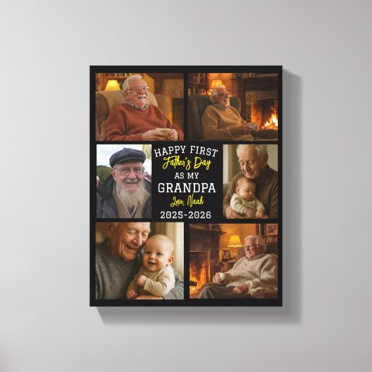 Happy First Grandpa Day Photo Collage Canvas Afdruk (Voorkant)