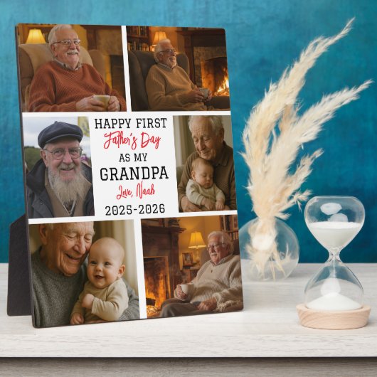 Happy First Grandpa Day Photo Collage Fotoplaat (Zijkant)