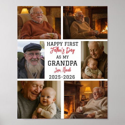 Happy First Grandpa Day Photo Collage Poster (Voorkant)