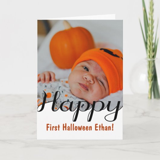 Happy First Halloween aangepaste baby-fotokaart Kaart (Voorkant)