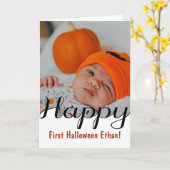 Happy First Halloween aangepaste baby-fotokaart Kaart (Gele Bloem)