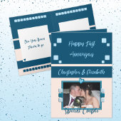 Happy First Jubileum voeg fotoblauwe perzik toe Kaart