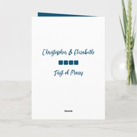 Happy First Jubileum voegt namen blauwe perzik toe Kaart (Achterkant)