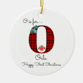 Happy first-kerstfeest O lumberjack robin boom Keramisch Ornament (Voorkant)
