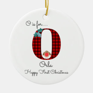 Happy first-kerstfeest O lumberjack robin boom Keramisch Ornament