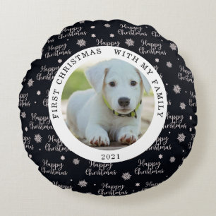 Happy First Kerstfeest Your Photo Round Pillow Rond Kussen