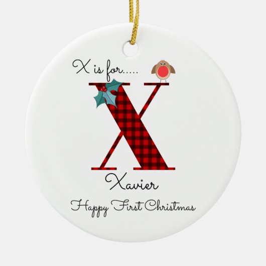 Happy first Kerstmis x lumberjack robin boom Keramisch Ornament (Voorkant)