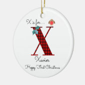 Happy first Kerstmis x lumberjack robin boom Keramisch Ornament (Links)