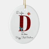 Happy first-kerstvioolboom met dwergboon keramisch ornament (Rechts)