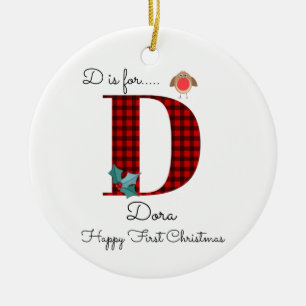 Happy first-kerstvioolboom met dwergboon keramisch ornament