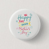 Happy First Moederdag 1st Time Mam Ronde Button 3,2 Cm (Voorkant)