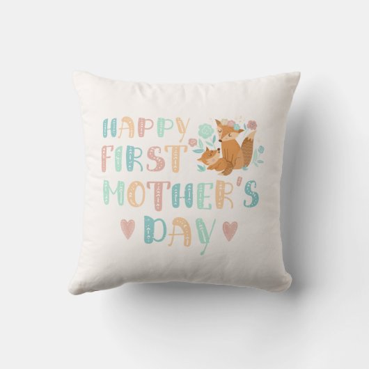 Happy First Moederdag 1st Time Mom Boho Kussen (Achterkant)