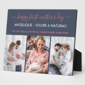 Happy First Moederdag - 3 Foto gepersonaliseerd Fotoplaat (Zijkant)