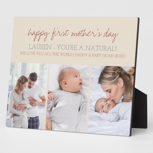 Happy First Moederdag - 3 Fotocrème Fotoplaat (Zijkant)