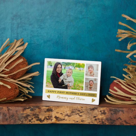 Happy First Moederdag 3 Photo Collage Fotoplaat (Zijkant)