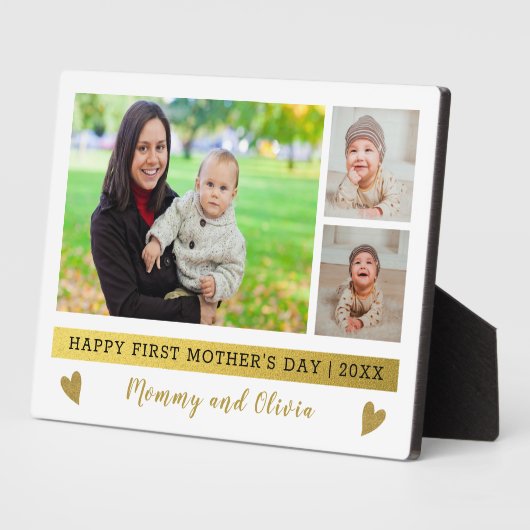 Happy First Moederdag 3 Photo Collage Fotoplaat (Zijkant)