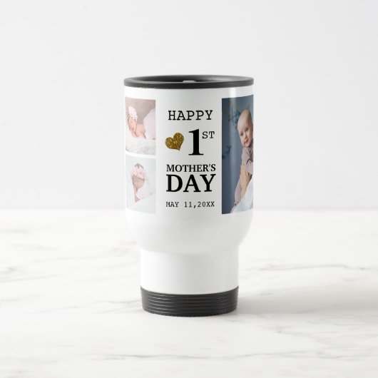 Happy First Moederdag 5 Fotocollage Reisbeker (Center)