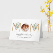Happy First Moederdag Botanical Letters Foto Kaart (Gele Bloem)