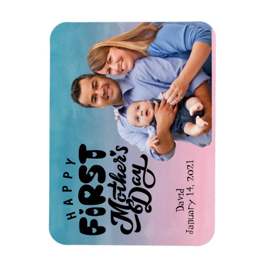 Happy First Moederdag Custom Photo Magneet (Verticaal)
