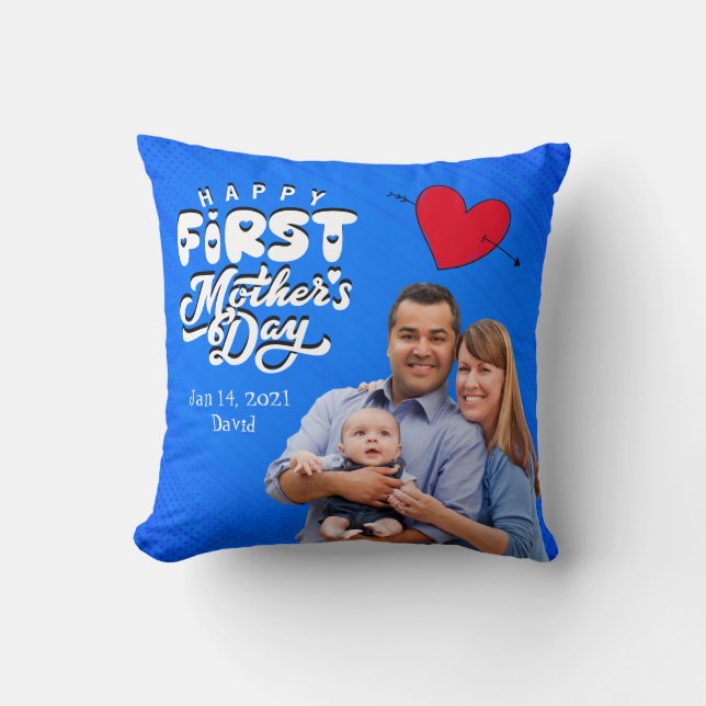 Happy First Moederdag Custom Sierkussen (Voorkant)