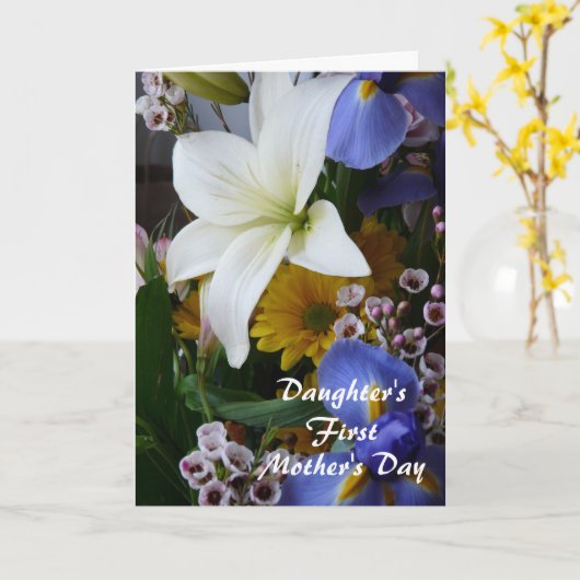 Happy First Moederdag-Daughter- Bloemen Kaart (Gele Bloem)