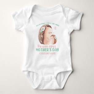 Happy First Moederdag egel + aangepaste naam Romper