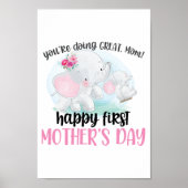 Happy First Moederdag Elephant Poster (Voorkant)