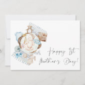 Happy First Moederdag Floral Blue Boy Feestdagenkaart (Voorkant)