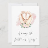 Happy First Moederdag Floral Pink Feestdagenkaart (Voorkant)