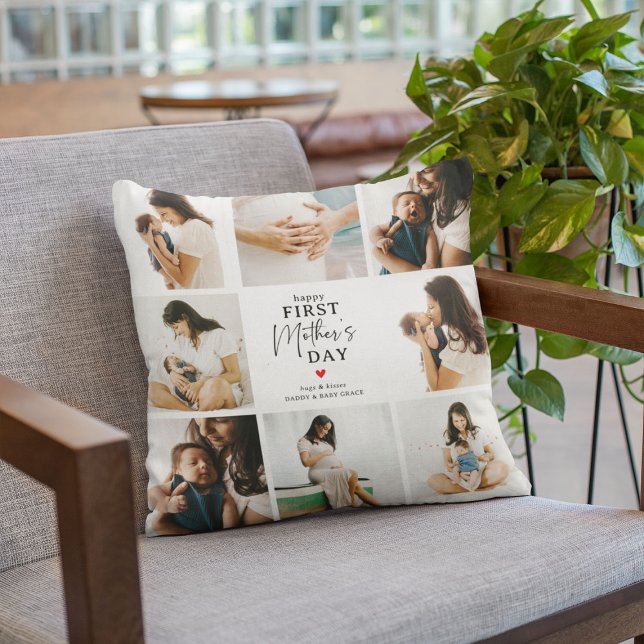 Happy First Moederdag' Fotocollage Keepsake Kussen (Creator heeft geüpload)
