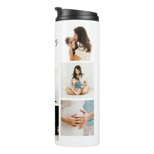 Happy First Moederdag' Fotocollage Keepsake Thermosbeker (Geroteerd rechts)