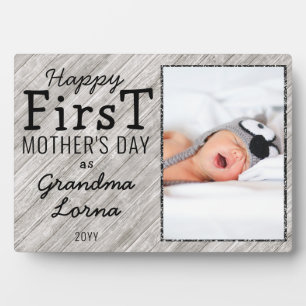 Happy First Moederdag Grandma Custom Photo Wood Fotoplaat