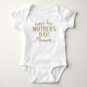 Happy First Moederdag Mammie Typografie Gold Romper (Voorkant)