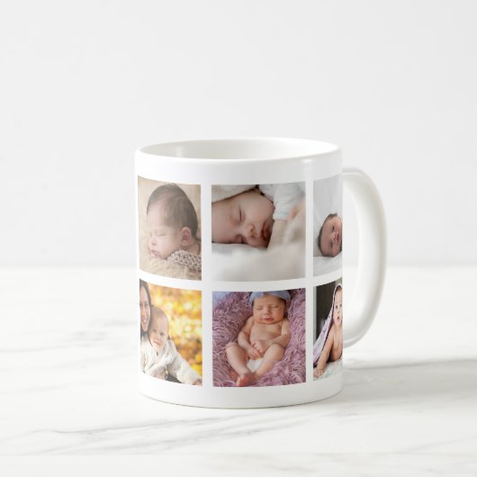 Happy First Moederdag New mama 8 Photo Collage Koffiemok (Voorkant rechts)