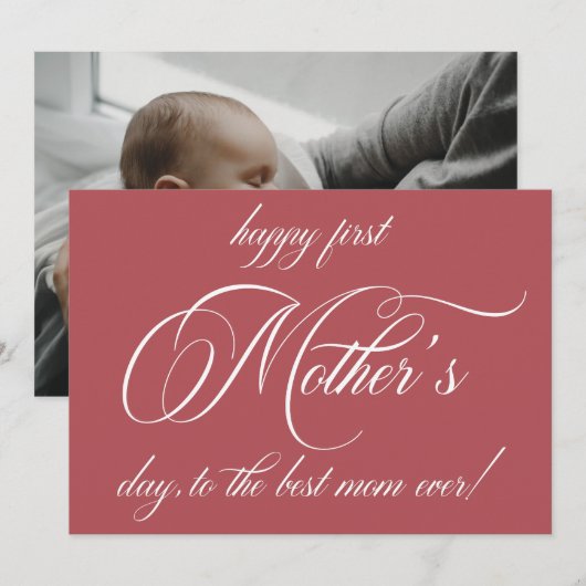 Happy First Moederdag Photo Typography Kaart (Voorkant / Achterkant)