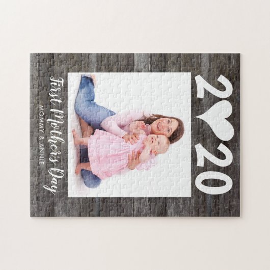 Happy First Moederdag Photo Wood Keepomwille Heart Legpuzzel (Horizontaal)