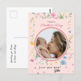 Happy First Moederdag Schattige Modern Flowers Fot Briefkaart